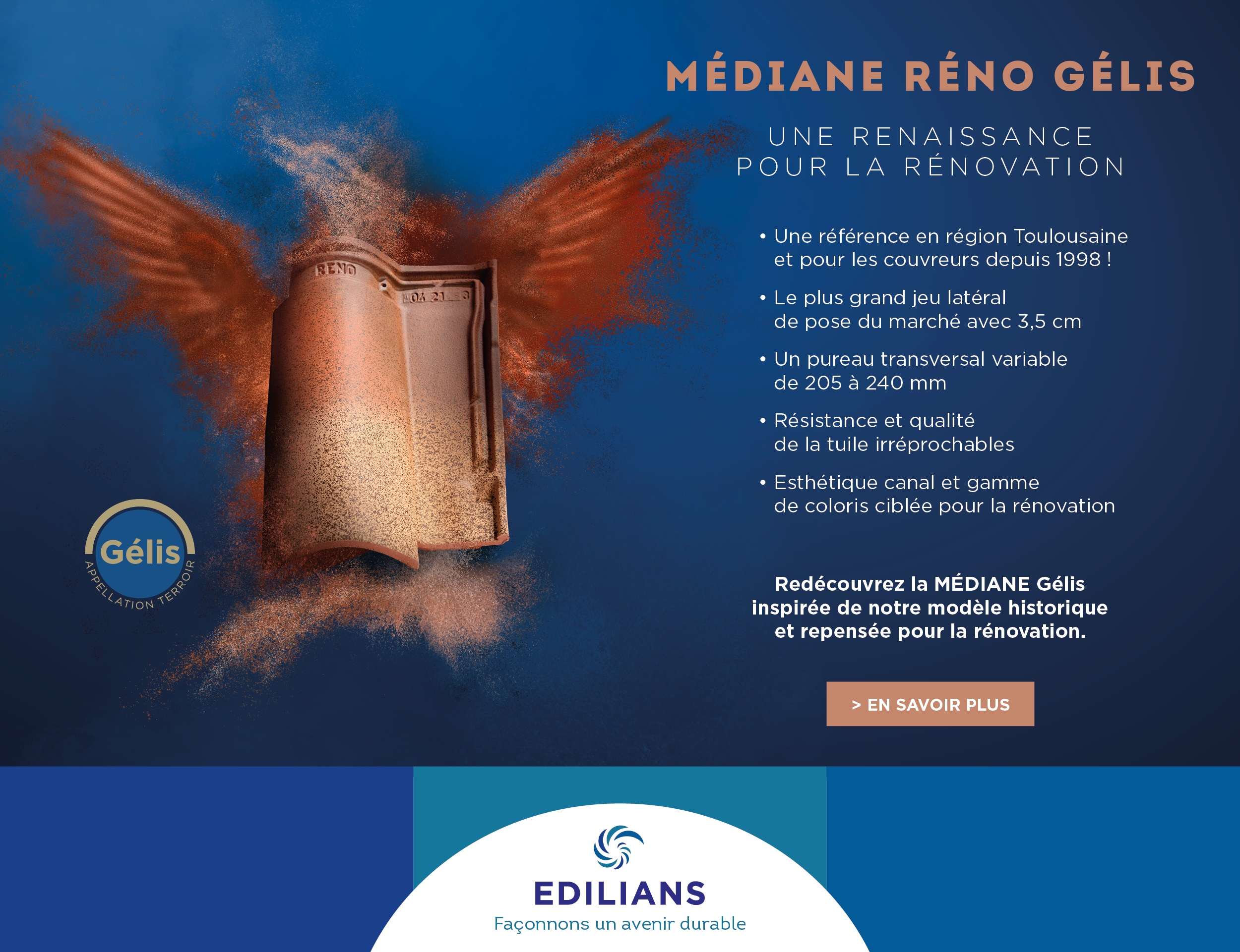Nouvelle tuile Médiane Réno Gélis dEDILIANS, lalliée de votre projet de rénovation !